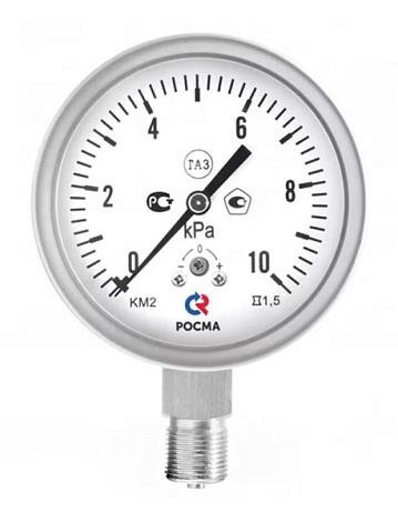 Манометры коррозионностойкие для измерения низких давлений газов, тип КМ (КМВ), Кс